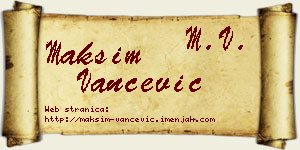 Maksim Vančević vizit kartica